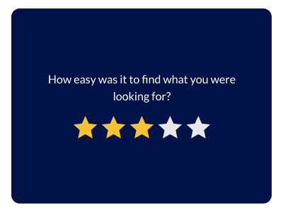Survey question about finding content, rated 3 out of 5 stars