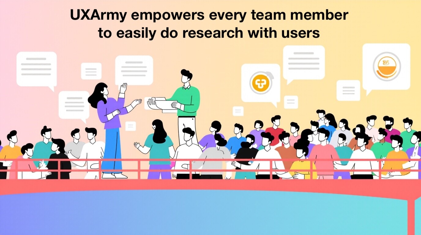 Thumbnail visual showing UXArmy’s dashboard enabling teams to democratise UX research.