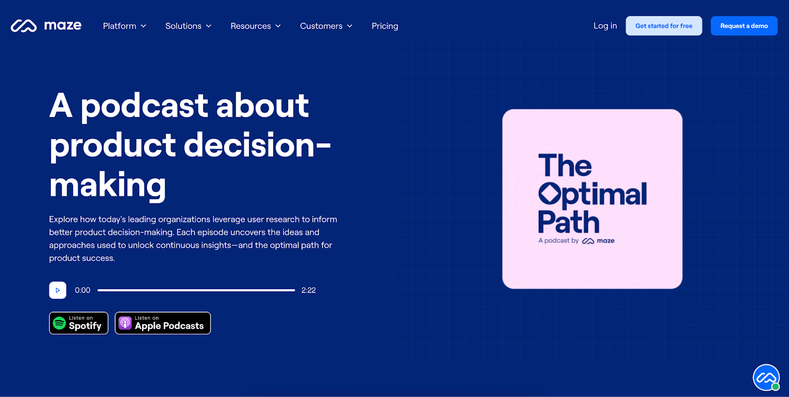 Maze website showing "The Optimal Path" podcast page by Maze.