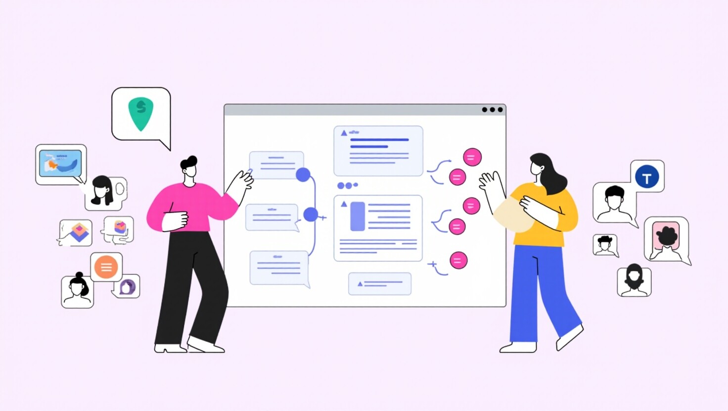 UX designers discussing user flows and journey mapping based on user research findings to improve digital product design