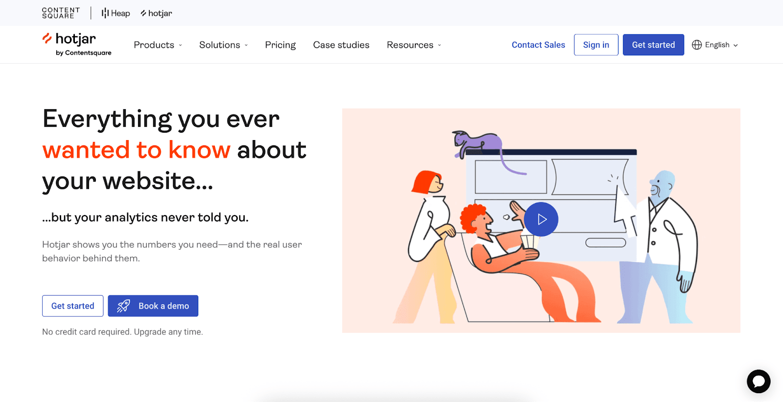 Top 20 Free and Paid Website Testing Tools – Reviewed and Compared 22 Hotjar website with headline "Everything you ever wanted to know about your website", with CTA buttons, and testing tool previews.