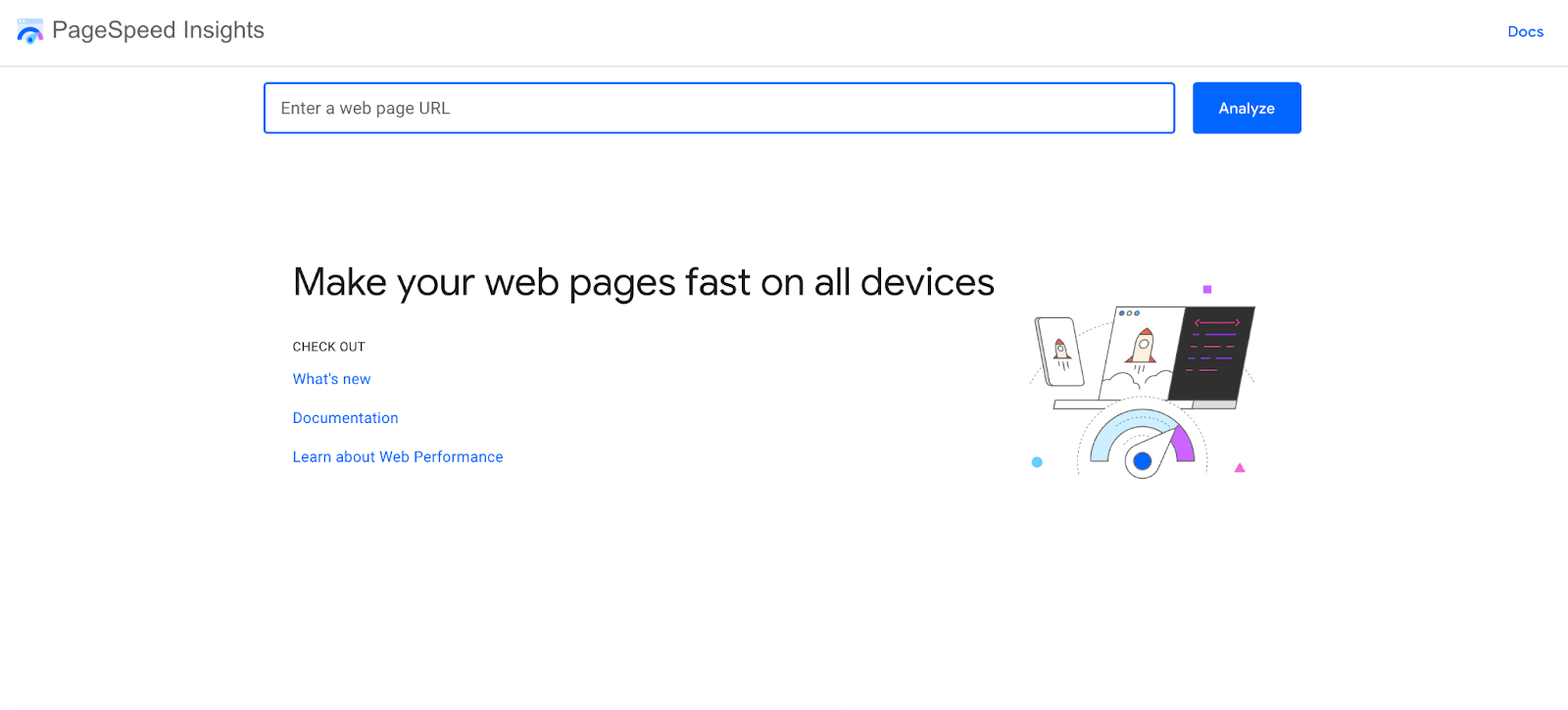 Top 20 Free and Paid Website Testing Tools – Reviewed and Compared 29 Google PageSpeed Insights website with headline "Make your web pages fast on all devices", CTA button to analyze a website.