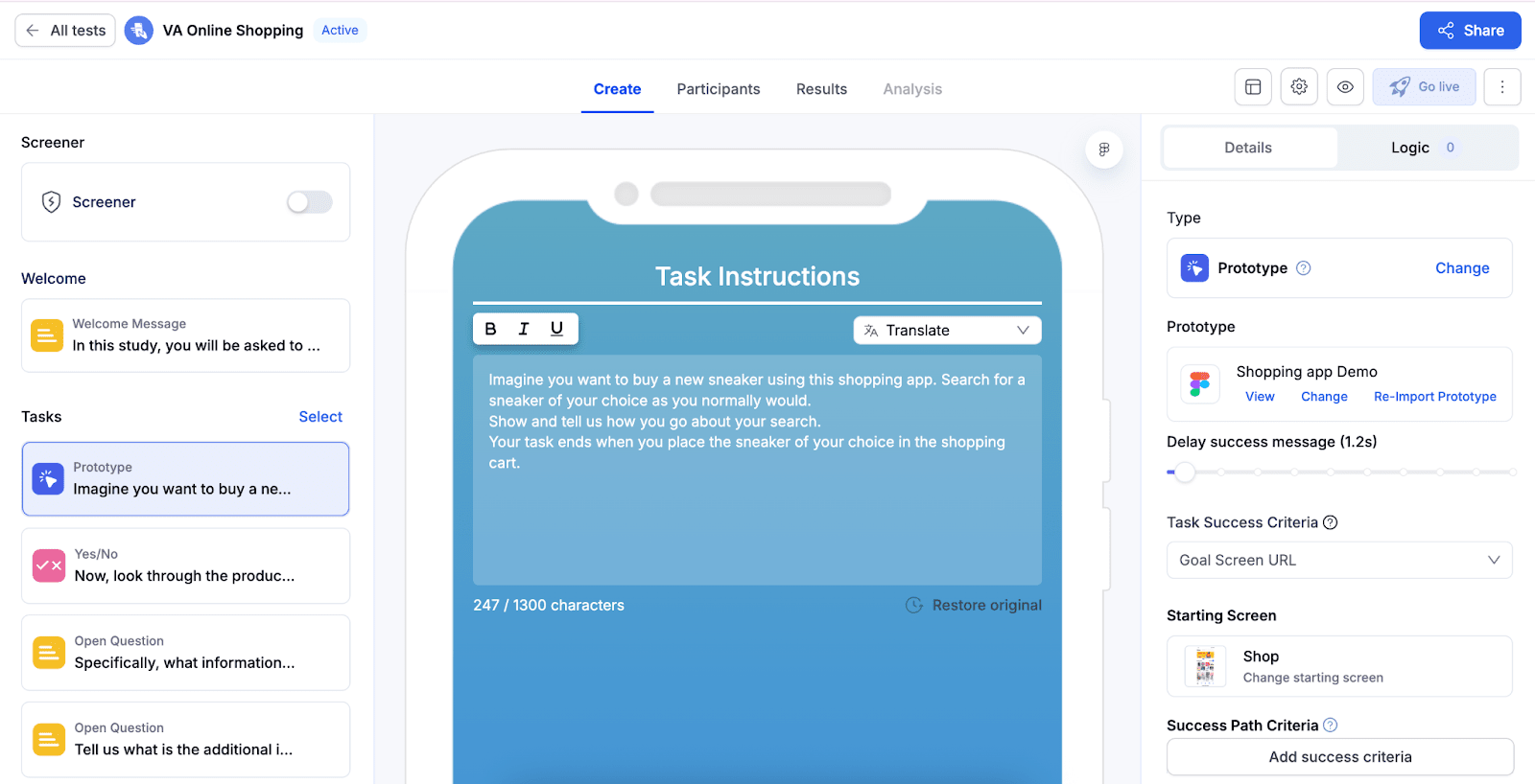 UX vs UI Design: Key Differences and How They Work Together (2025 Guide) 10 UX vs UI : A screenshot of setting up an usability test in UXArmy