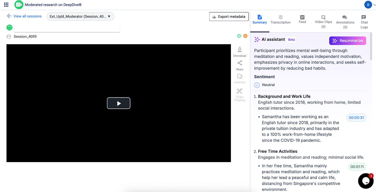 UX vs UI Design: Key Differences and How They Work Together (2025 Guide) 7 A screenshot of interview analysis in UXArmy
