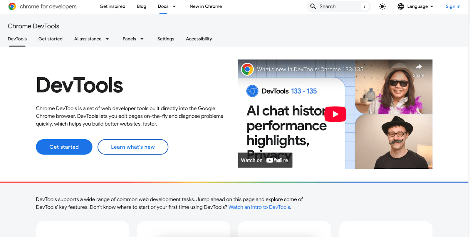 Top 20 Free and Paid Website Testing Tools – Reviewed and Compared 31 DevTools website with headline "DevTools", CTA buttons to get started with the tool and learn what’s new.
