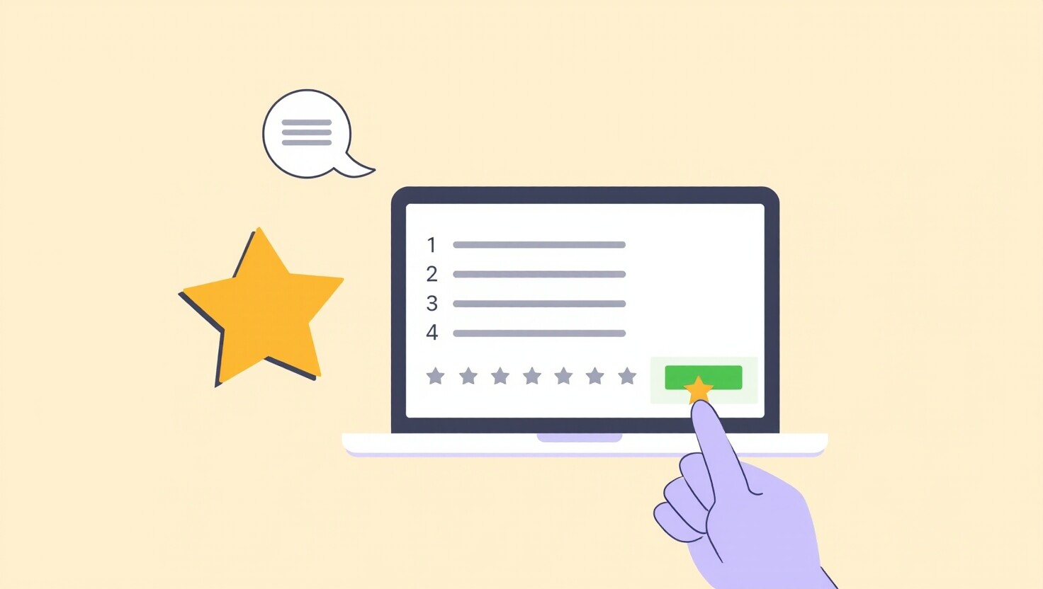 Giving website usability survey feedback.